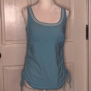 Lands' End Seafoam Blue Tankini Swim Top with Contrast Trim